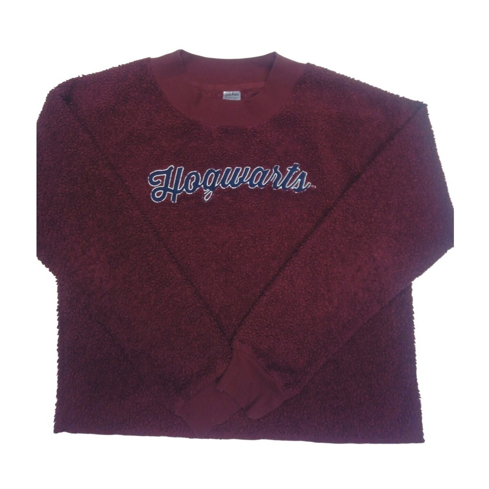 Harry Potter Hogwarts Sleepwear Sweatshirt Maroon Faux Fur Sherpa Small
